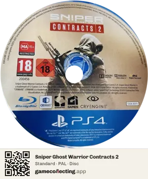 Sniper Ghost Warrior Contracts 2 PlayStation 4, PAL disc