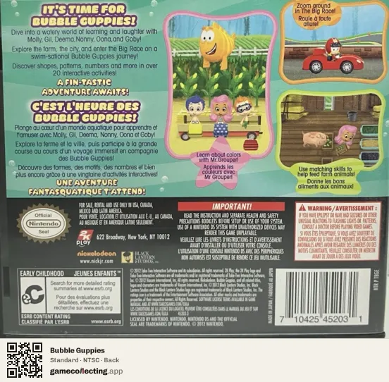 Bubble Guppies Nintendo DS, NTSC box back