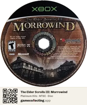 The Elder Scrolls III: Morrowind Xbox, NTSC disc