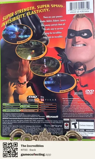 The Incredibles Xbox, NTSC box back