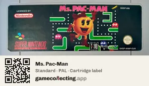 Ms. Pac-Man Super Nintendo Entertainment System, PAL cartridge label