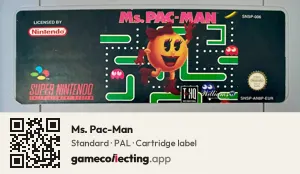 Ms. Pac-Man Super Nintendo Entertainment System, PAL cartridge label