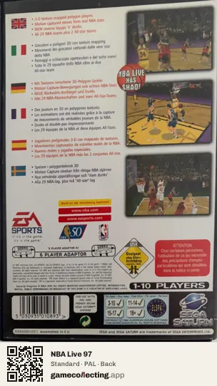 NBA Live 97 Sega Saturn, PAL box back