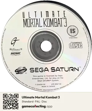 Ultimate Mortal Kombat 3 Sega Saturn, PAL disc