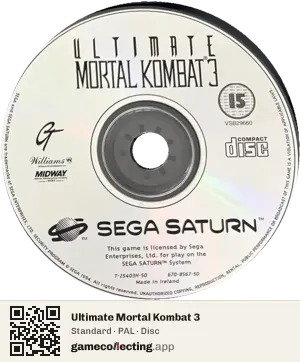 Ultimate Mortal Kombat 3 Sega Saturn, PAL disc