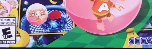 Super Monkey Ball Banana Mania, the ESRB box on its front