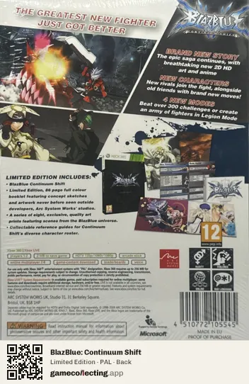 BlazBlue: Continuum Shift Xbox 360, PAL box back