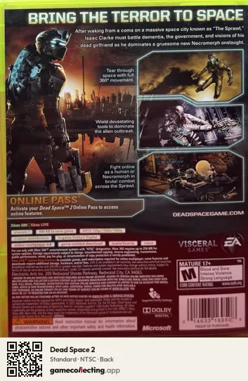 Dead Space 2 Xbox 360, NTSC box back