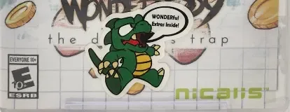 Wonder Boy: The Dragon's Trap, the ESRB box on its front