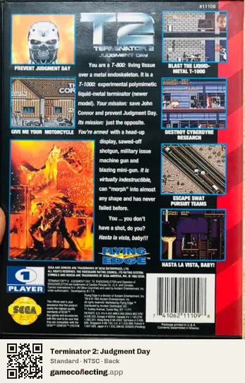 Terminator 2: Judgment Day Sega Mega Drive / Genesis, NTSC box back