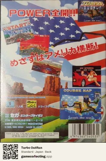 Turbo OutRun Sega Mega Drive / Genesis, Japan box back