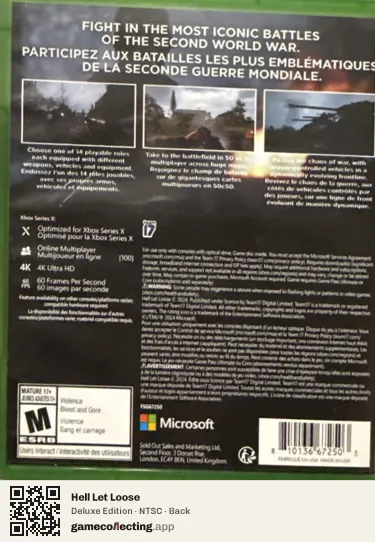 Hell Let Loose Xbox Series X, NTSC box back