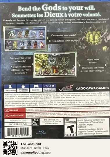 The Lost Child PlayStation 4, NTSC box back