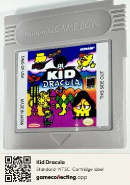 Kid Dracula Game Boy, NTSC cartridge label