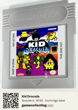 Kid Dracula Game Boy, NTSC cartridge label