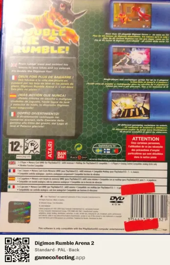 Digimon Rumble Arena 2 PlayStation 2, PAL box back