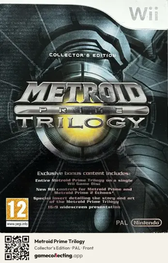 Metroid Prime Trilogy Nintendo Wii, PAL box front