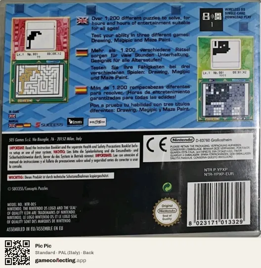 Pic Pic Nintendo DS, Italy box back