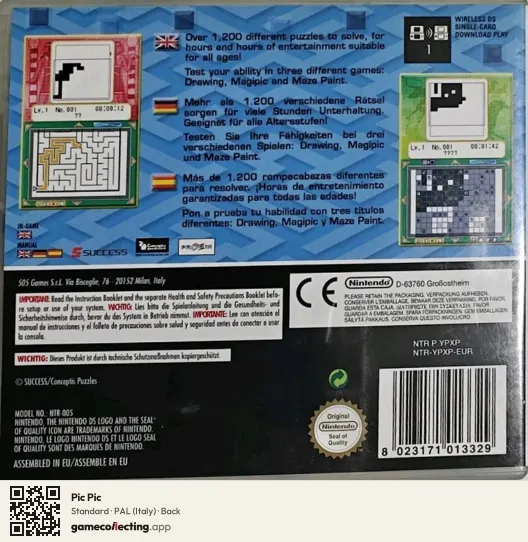 Pic Pic Nintendo DS, Italy box back
