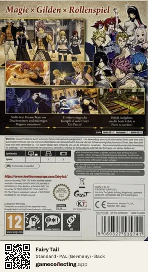 Fairy Tail Nintendo Switch, Germany box back