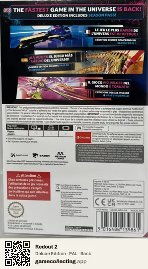 Redout 2 Nintendo Switch, PAL box back
