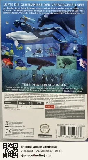 Endless Ocean Luminous Nintendo Switch, Germany box back