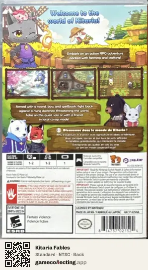 Kitaria Fables Nintendo Switch, NTSC box back