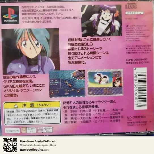 Harukaze Sentai V-Force PlayStation, Asia box back