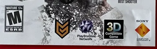 Killzone 3, the ESRB box on its front