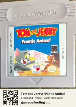 Tom and Jerry: Frantic Antics! Game Boy, NTSC cartridge label