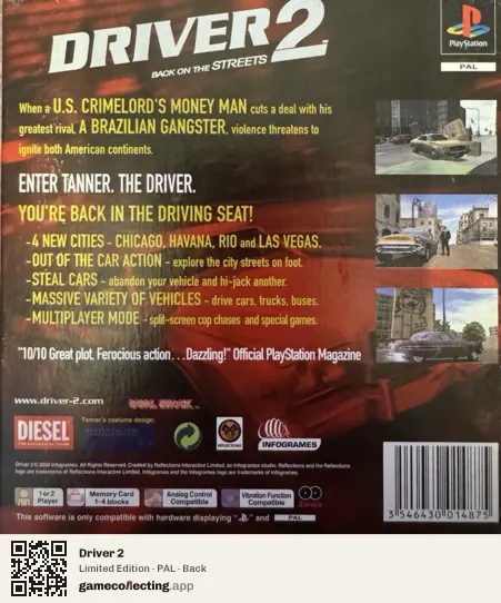 Driver 2 PlayStation, PAL box back