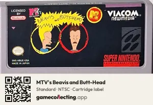 MTV's Beavis and Butt-Head Super Nintendo Entertainment System, NTSC cartridge label