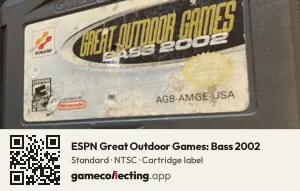ESPN Great Outdoor Games: Bass 2002 Game Boy Advance, NTSC cartridge label