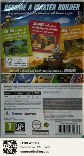 LEGO Worlds Nintendo Switch, PAL box back