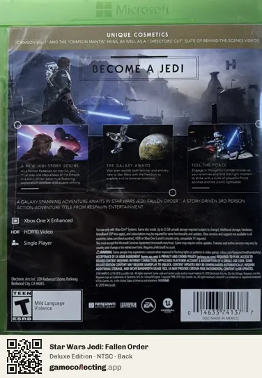 Star Wars Jedi: Fallen Order Xbox One, NTSC box back