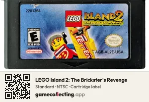 LEGO Island 2: The Brickster's Revenge Game Boy Advance, NTSC cartridge label