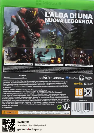 Destiny 2 Xbox One, Italy box back