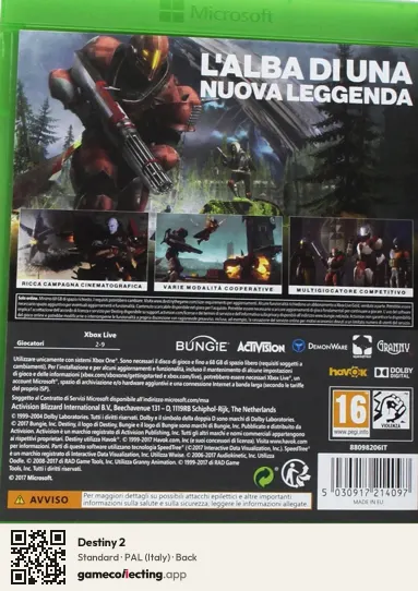 Destiny 2 Xbox One, Italy box back