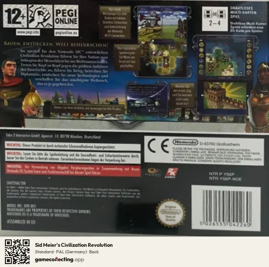Sid Meier's Civilization Revolution Nintendo DS, Germany box back