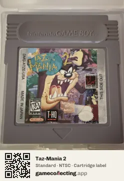 Taz-Mania 2 Game Boy, NTSC cartridge label