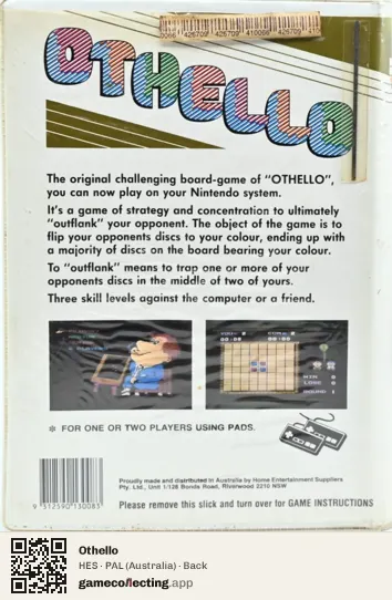 Othello Nintendo Entertainment System, Australia box back