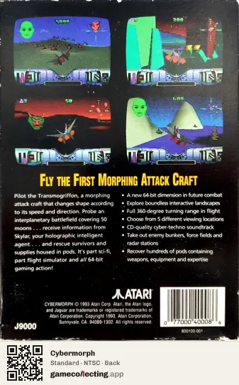Cybermorph Atari Jaguar, NTSC box back
