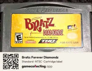 Bratz: Forever Diamondz Game Boy Advance, NTSC cartridge label