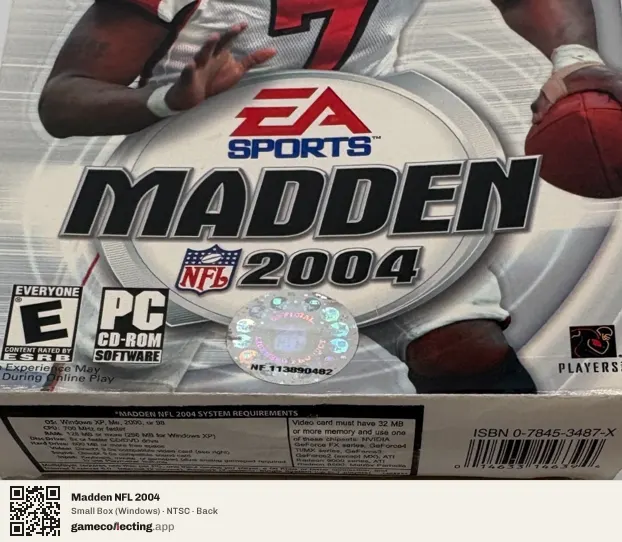 Madden NFL 2004 Computer, NTSC box back