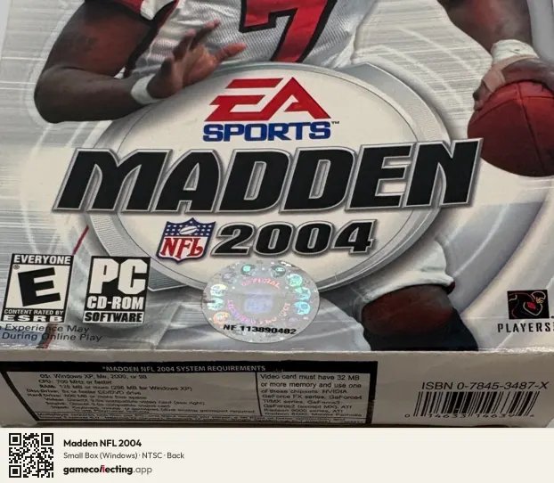 Madden NFL 2004 Computer, NTSC box back