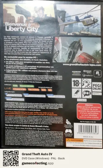 Grand Theft Auto IV Computer, PAL box back