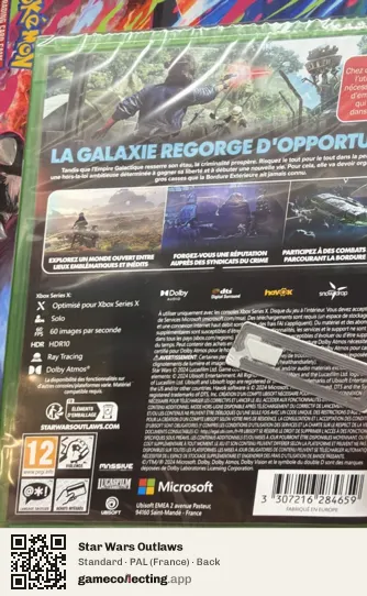 Star Wars Outlaws Xbox Series X, France box back