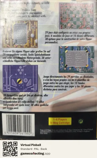Virtual Pinball Sega Mega Drive / Genesis, PAL box back