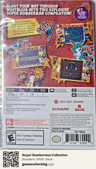 Super Bomberman Collection Nintendo Switch, NTSC box back