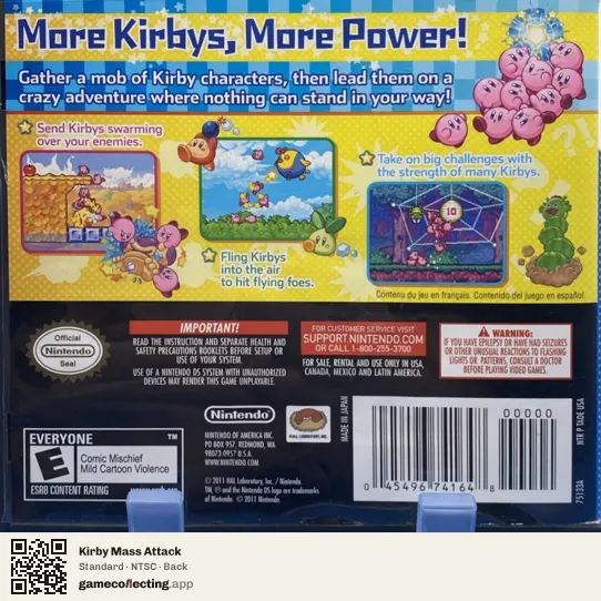 Kirby Mass Attack Nintendo DS, NTSC box back